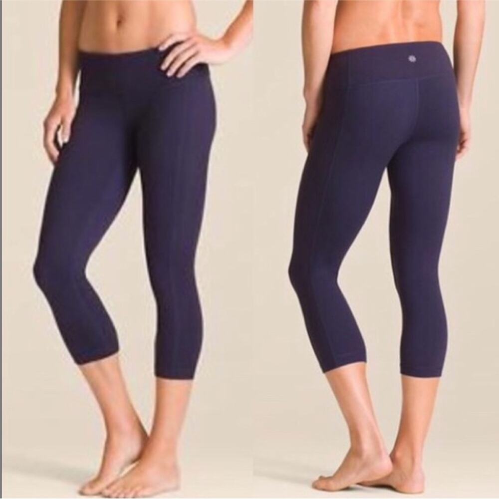 Athleta Chatarunga 305922 Blue Cropped Capri Legging XL Extra Large Yoga Gym